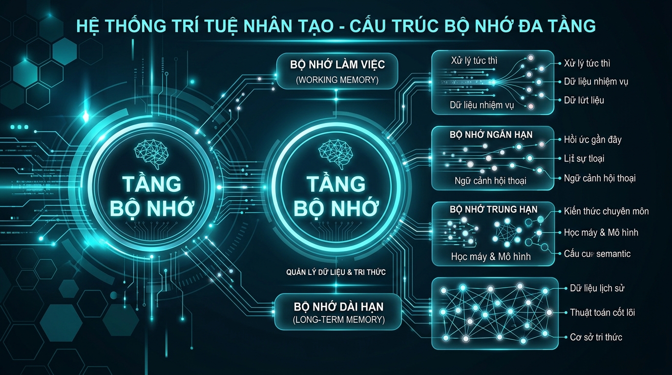 Kiến trúc bộ nhớ 3 tầng cho AI Agent năm 2026