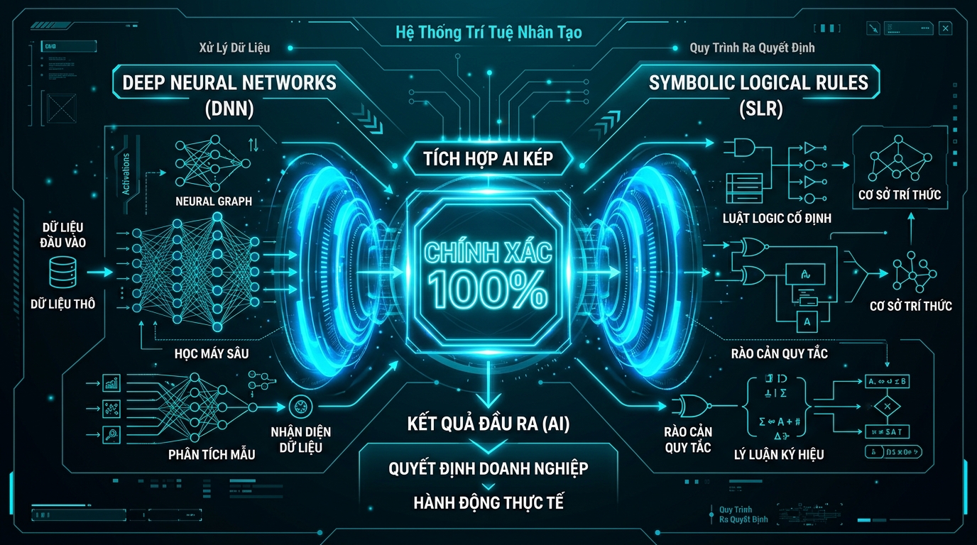 Kiến trúc Neuro-Symbolic AI kép kết hợp Mạng nơ-ron và Logic ký hiệu