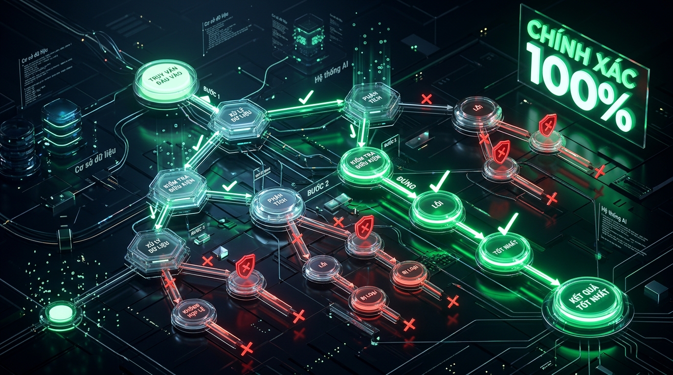 Kiến tr&uacute;c Process Reward Models (PRM) v&agrave; quy tr&igrave;nh cắt tỉa nh&aacute;nh lỗi trong c&acirc;y suy luận MCTS