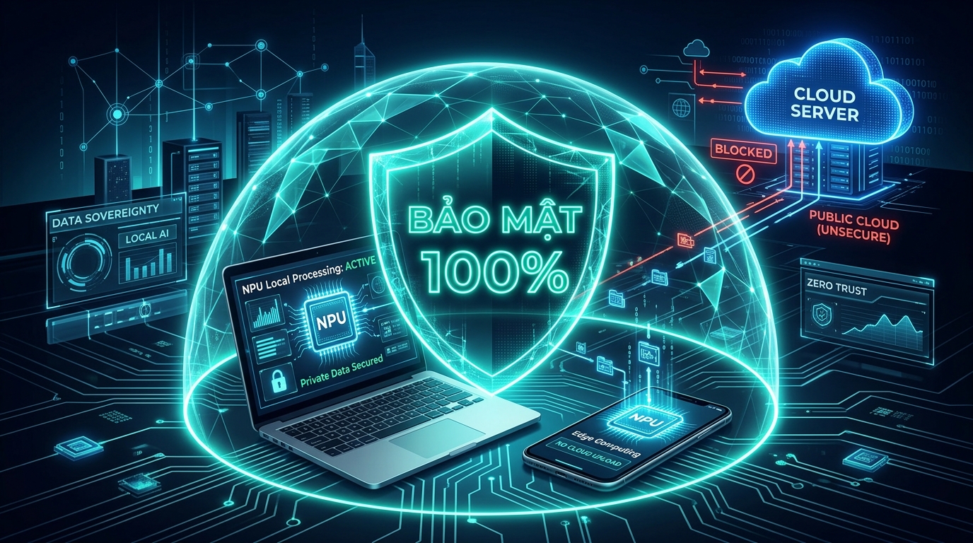Kiến trúc On-Device AI và bảo mật cục bộ qua vi xử lý NPU
