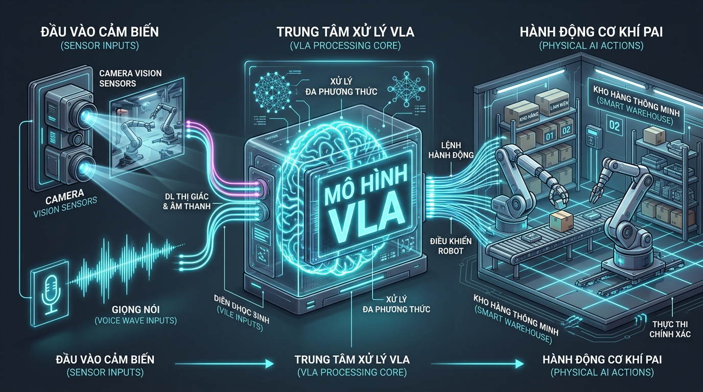 Kiến trúc mô hình Vision-Language-Action (VLA) trong kỷ nguyên Physical AI
