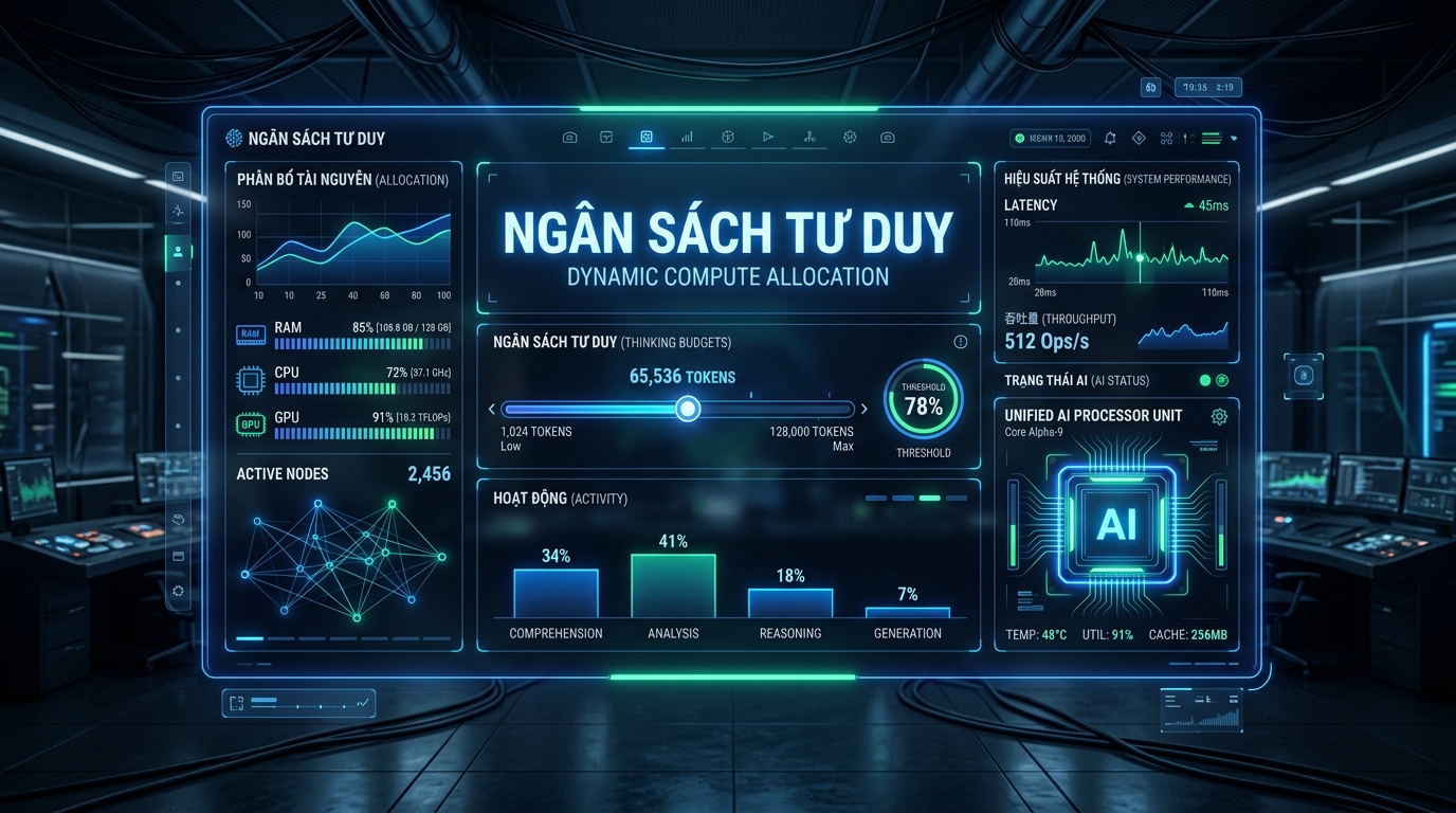 Kiến trúc Ngân Sách Tư Duy Động trong mô hình Hybrid Reasoning
