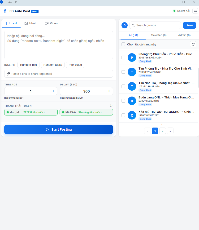 Tool đăng bài hàng loạt lên group facebook- Chạy local trên máy đảm bảo an toàn dữ liệu cá nhân.